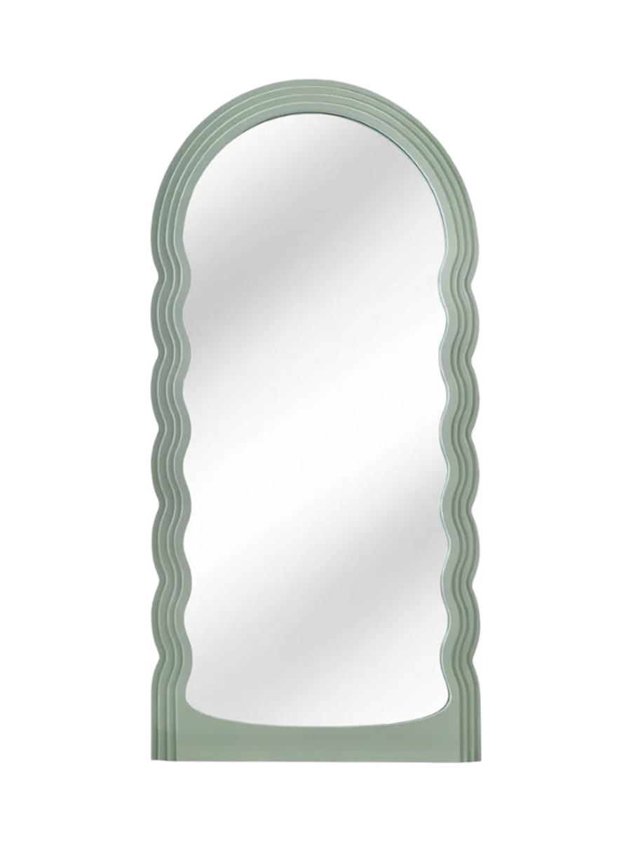 
Large Designer Wall Mirror "Wave" - Pastel Sage Green