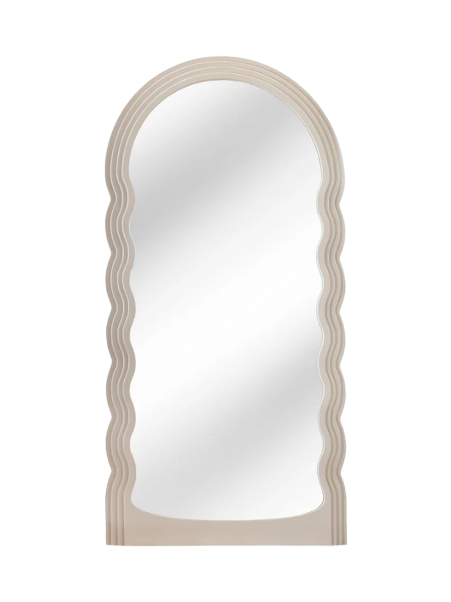 
Large Designer Wall Mirror "Wave" - Pastel Greige