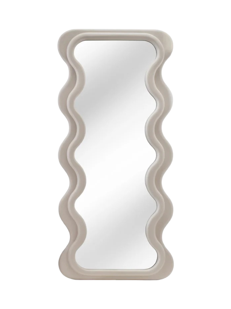 
Large Designer Wall Mirror "Curvy" - Pastel Greige