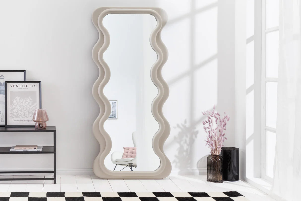 
Large Designer Wall Mirror "Curvy" - Pastel Greige