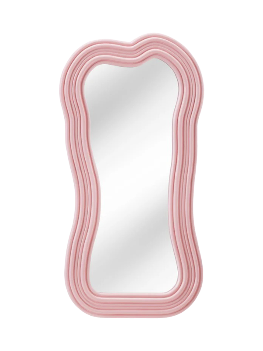
Specchio da parete di design asimmetrico «Alice» - Rosa pastello