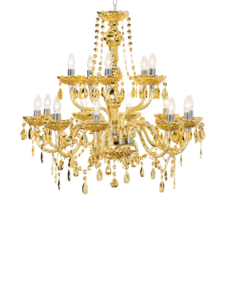 
Large Chandelier "Diamonds" 15-light - Gold