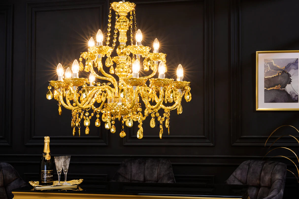 
Large Chandelier "Diamonds" 15-light - Gold