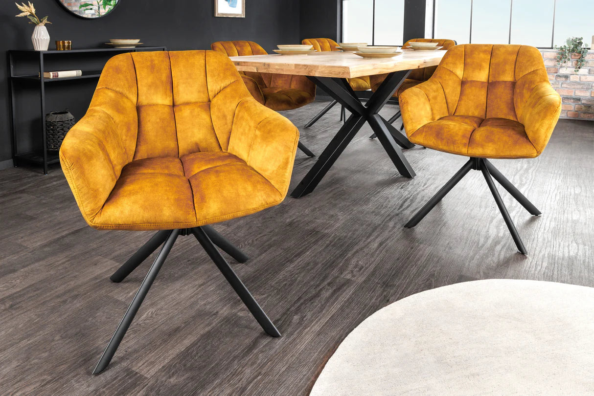 
Swivel armchair "Papillo" - Velvet Mustard Yellow