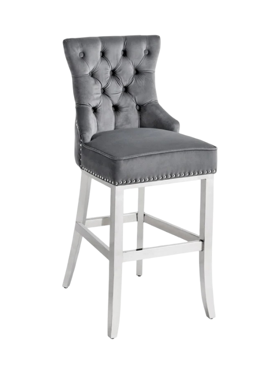 
Design Barstuhl „Castle Deluxe“ mit Löwenkopf - Grau