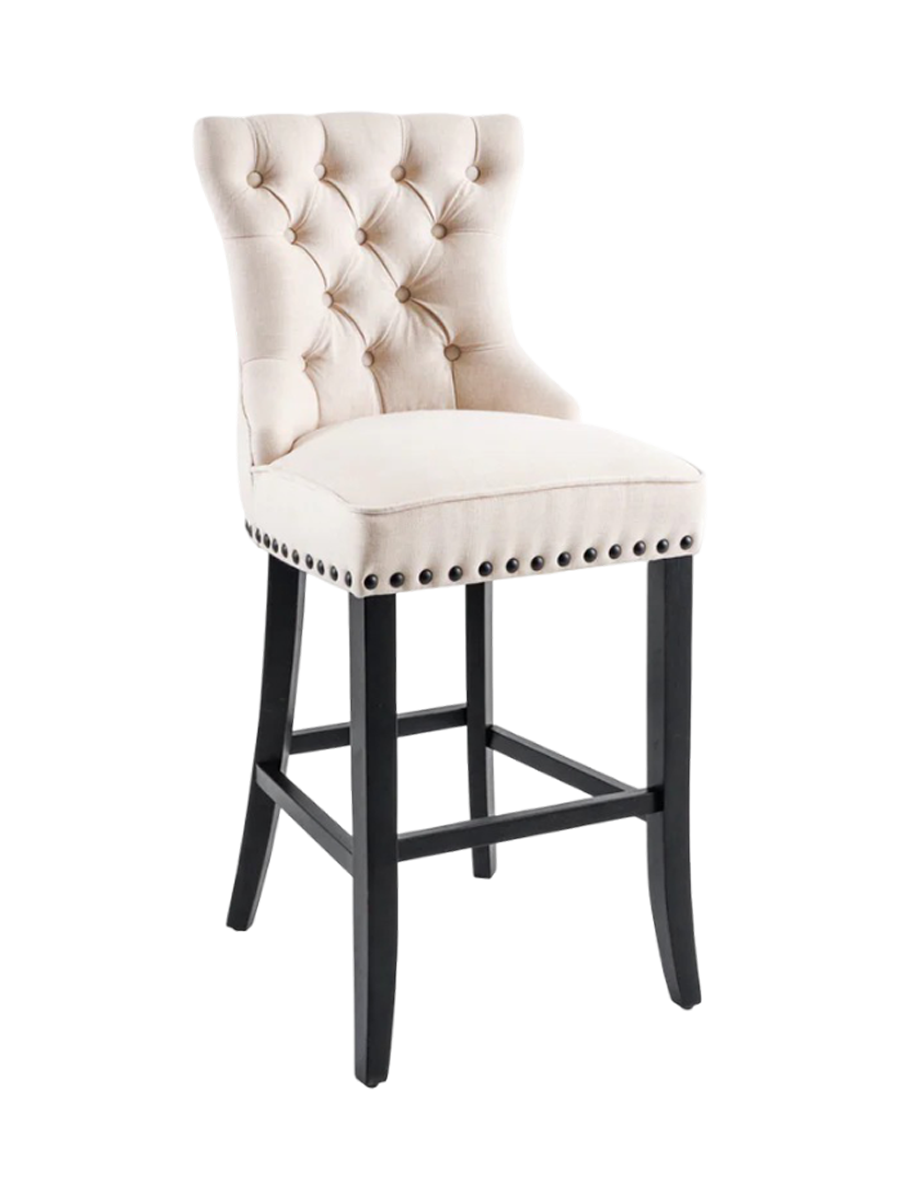 
Design Barstuhl „Castle“ - Strukturstoff Beige