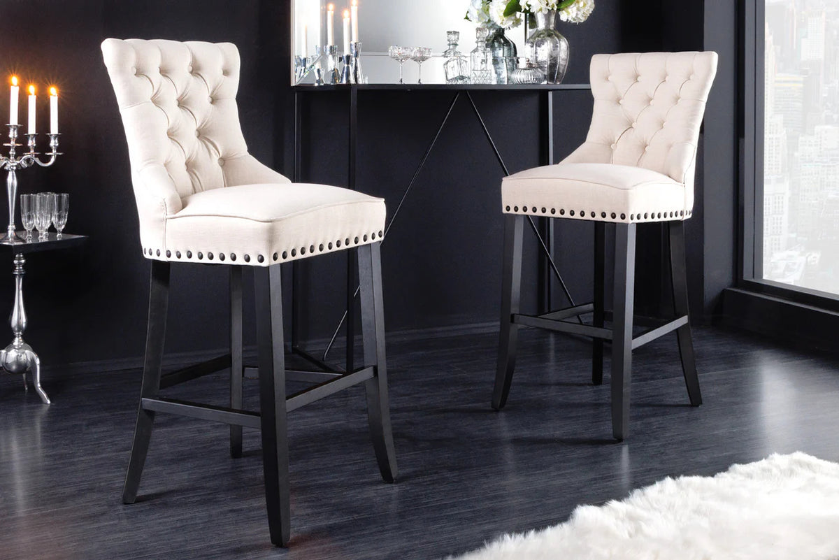 
Design Barstuhl „Castle“ - Strukturstoff Beige