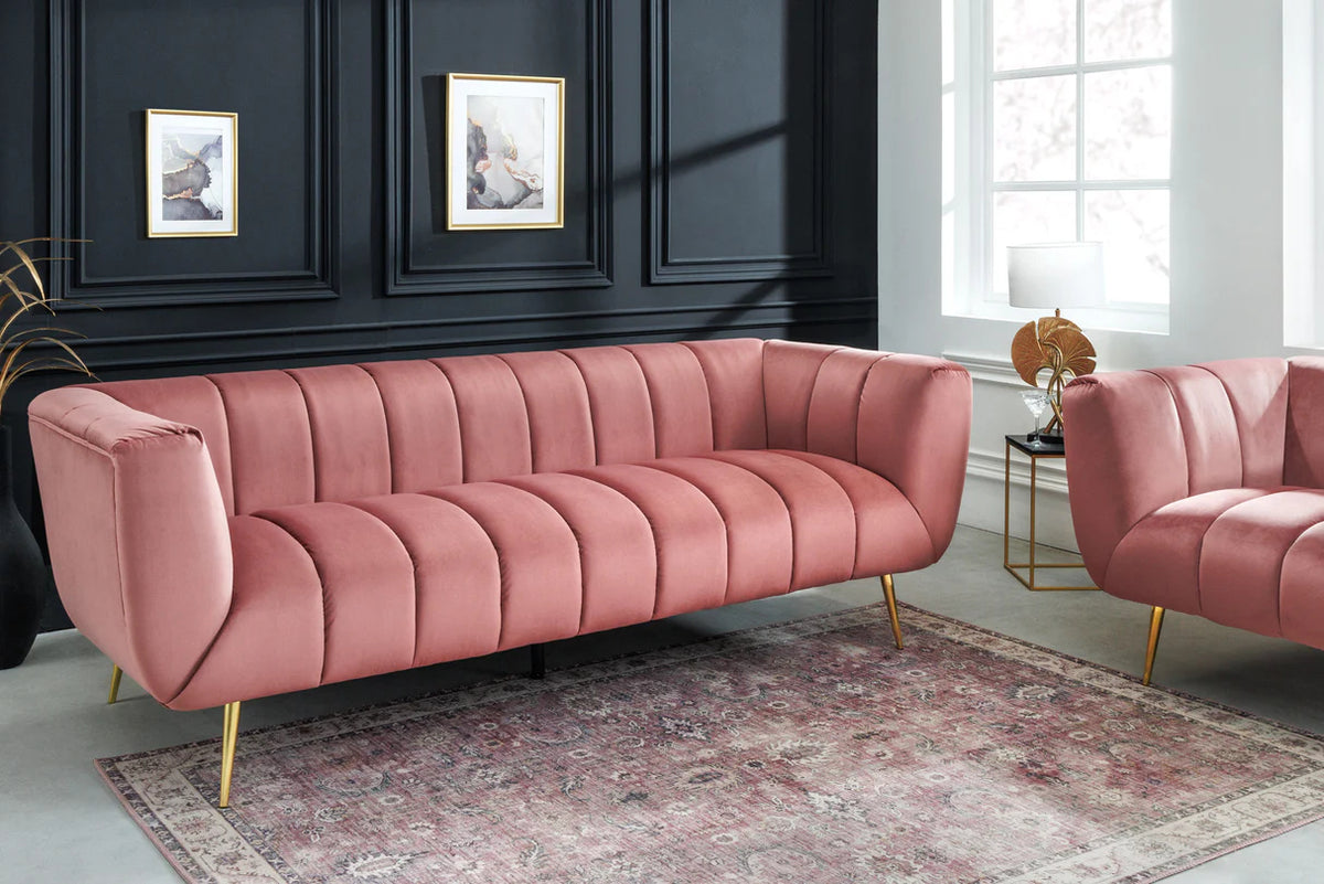 
Canapé 3 places en velours design « Noblesse » - Rose