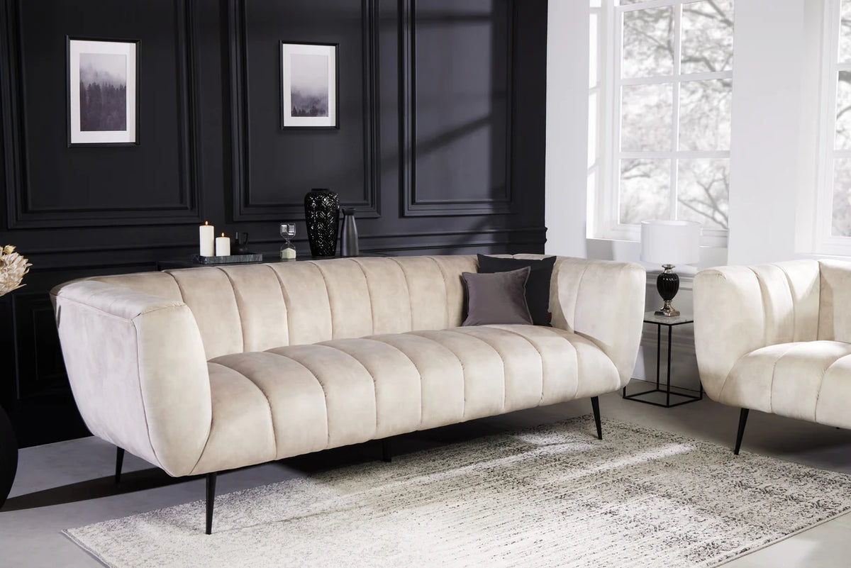 
Canapé 3 places en velours design « Noblesse » - Champagne