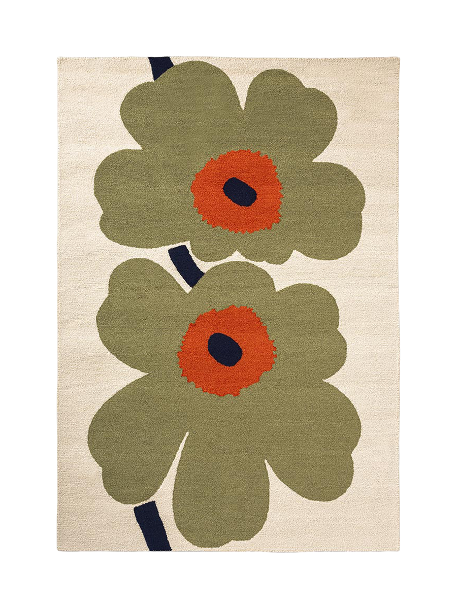 
High-quality indoor & outdoor designer rug "Unikko Ann. Dusty Green", various sizes - 140 x 200 cm