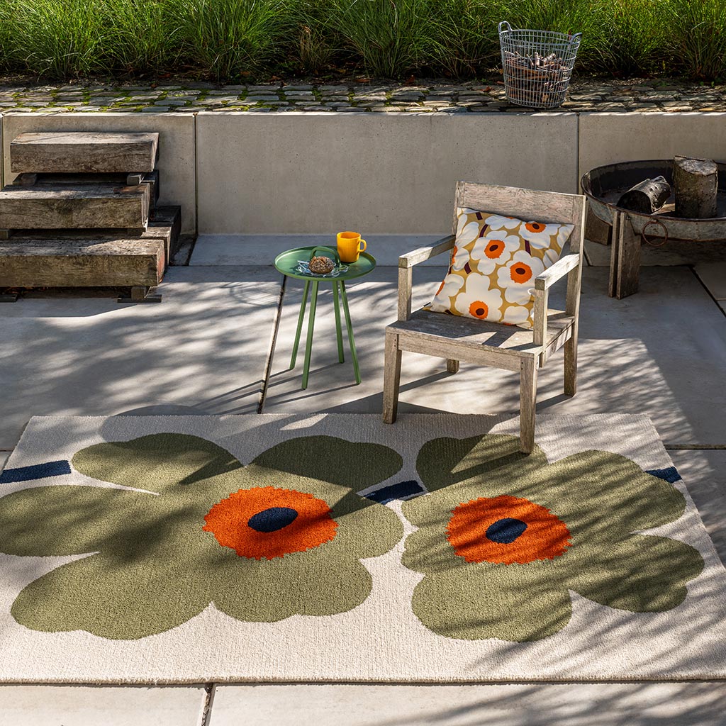 
High-quality indoor & outdoor designer rug "Unikko Ann. Dusty Green", various sizes - 140 x 200 cm