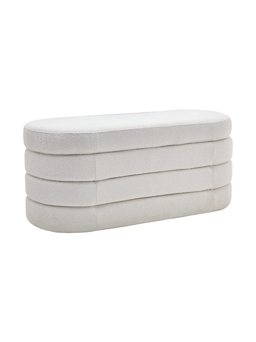 
Banc capitonné design « Vogue » avec rangement - Boucle crème
