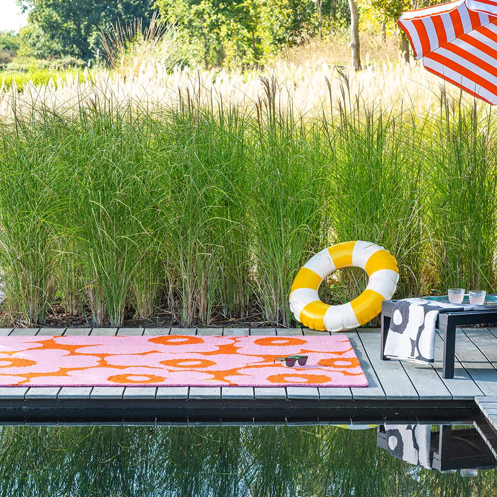 
High-Quality Indoor & Outdoor Designer Rug "Unikko Pink & Orange", various sizes - 140 x 200 cm