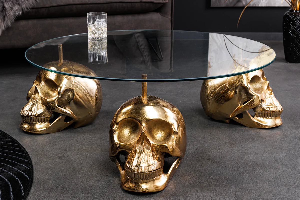
Tavolino da salotto di design “Skull Gold” Ø 90 cm