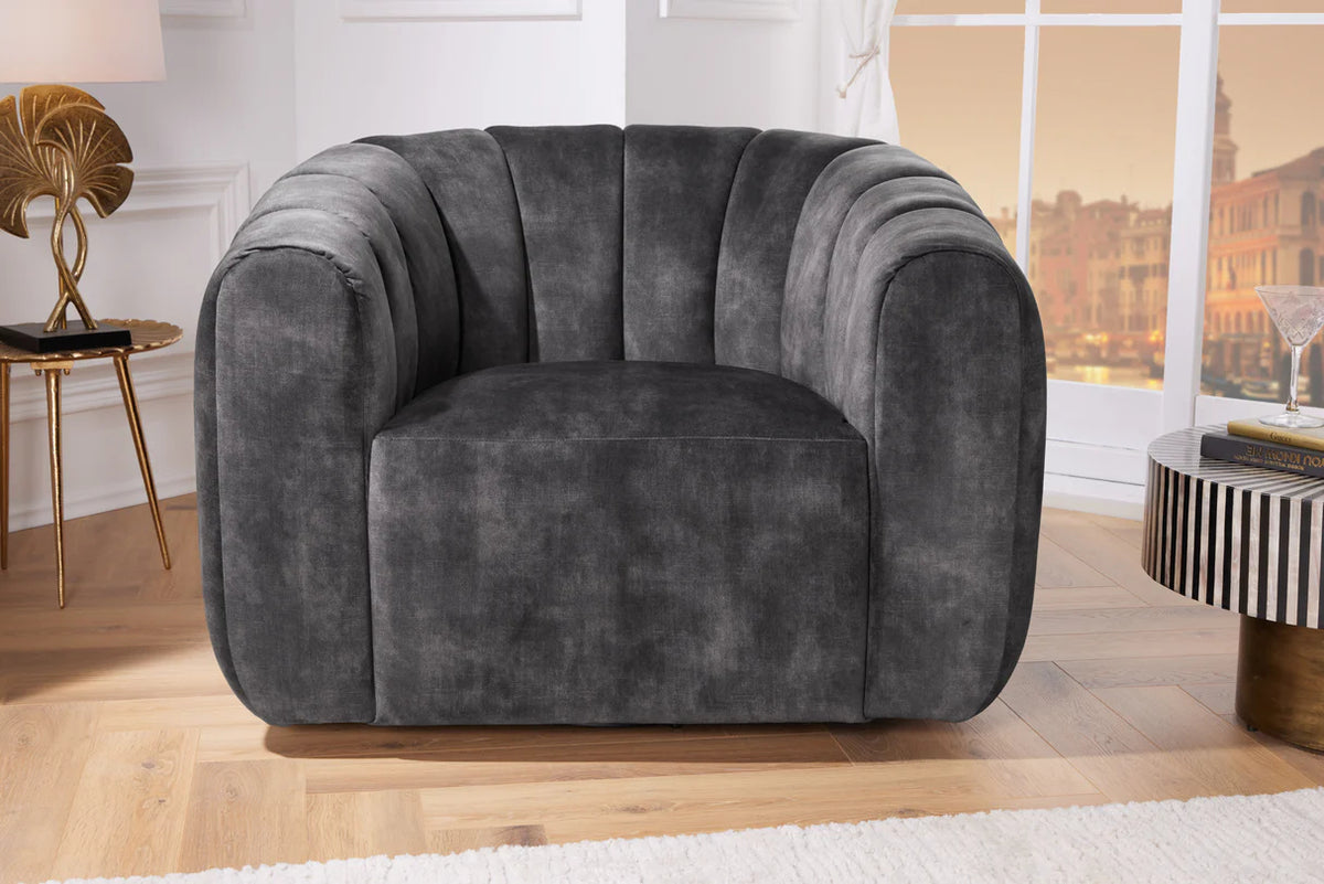 
360° Swivel Designer Armchair "Babylon" - Dark grey