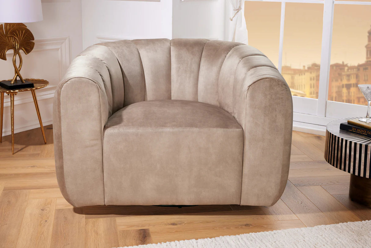 
360° Swivel Designer Armchair "Babylon" - Greige