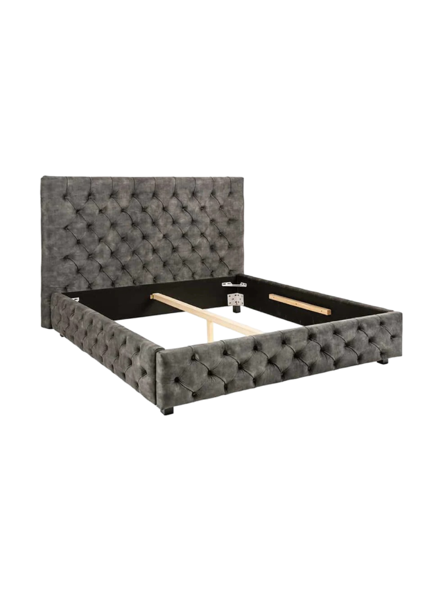 
Cadre de lit design « Paris Chesterfield », différentes tailles - 160 x 200 cm / Velours Gris