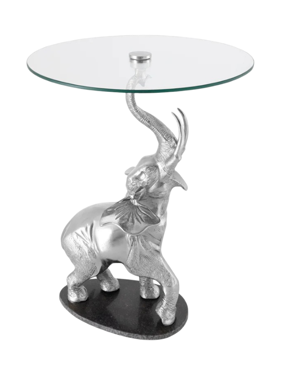 
Designer side table "Elephant" with marble base - Silver