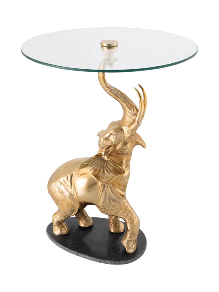 
Designer side table "Elephant" with marble base - Gold
