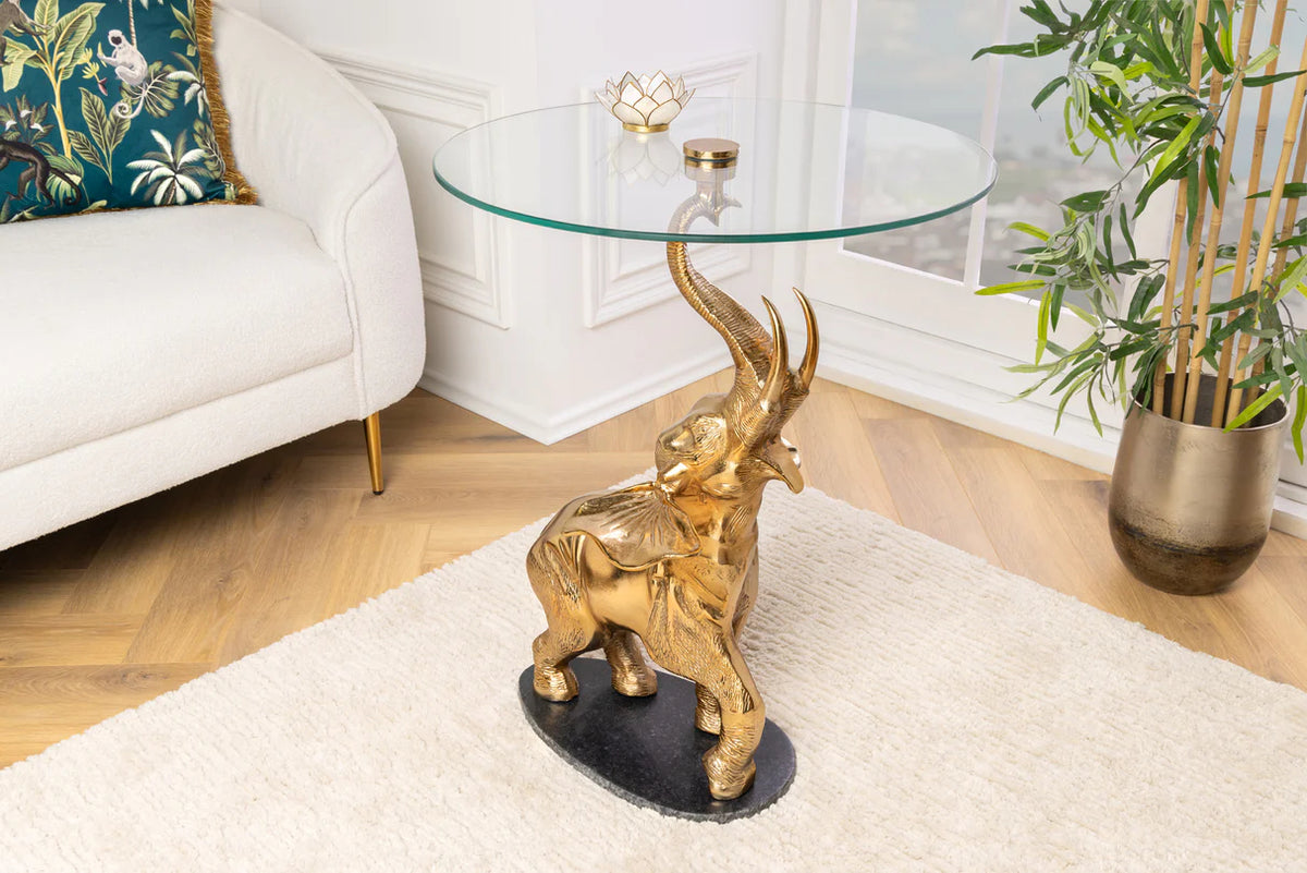 
Designer side table "Elephant" with marble base - Gold