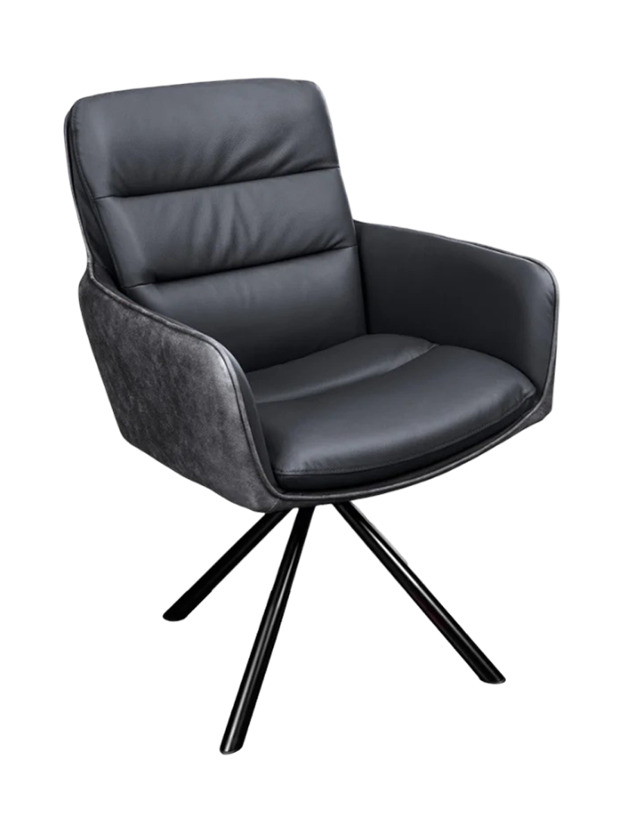 
Poltroncina girevole con braccioli in vera pelle „Big Dutch“ - Antracite