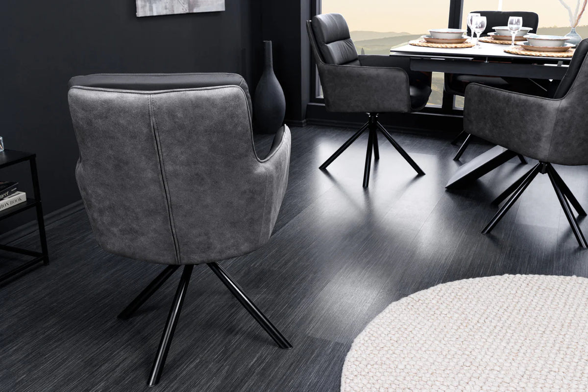 
Poltroncina girevole con braccioli in vera pelle „Big Dutch“ - Antracite