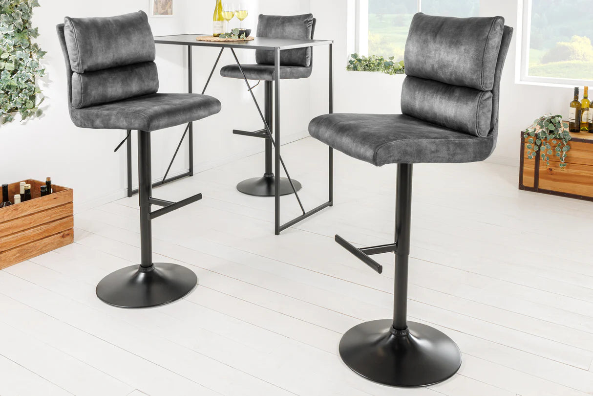 
Chaise de bar design réglable en hauteur « Comfort » - Velours gris foncé