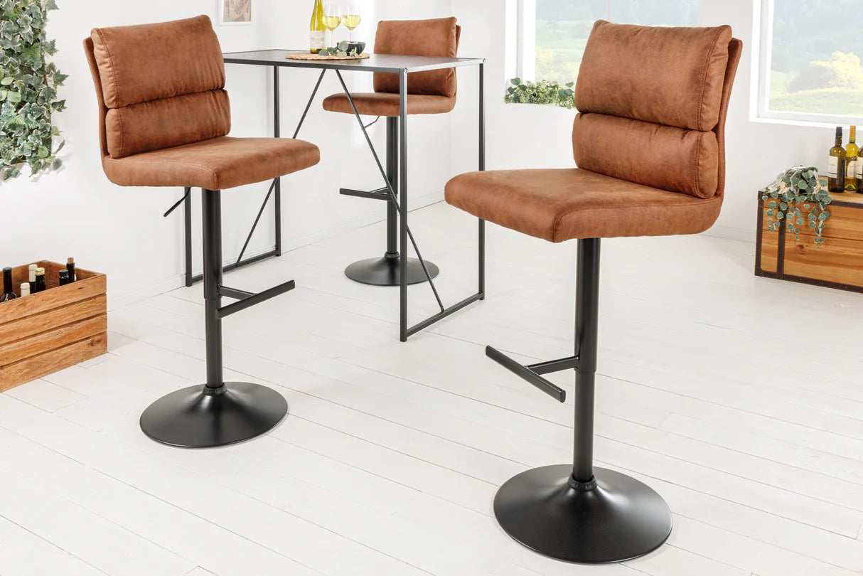 
Chaise de bar design réglable en hauteur « Comfort » - Microfibre marron