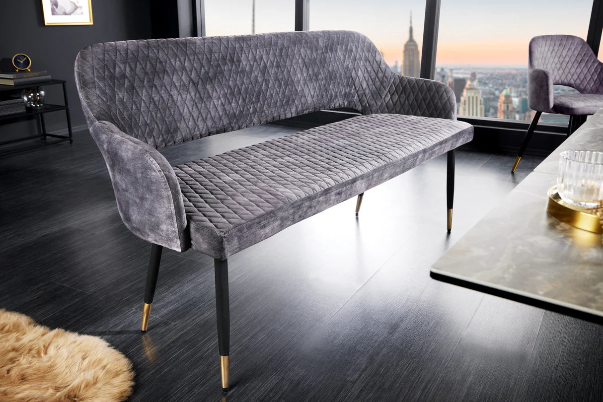 
Banc design « Paris » avec accoudoirs - Velours Gris