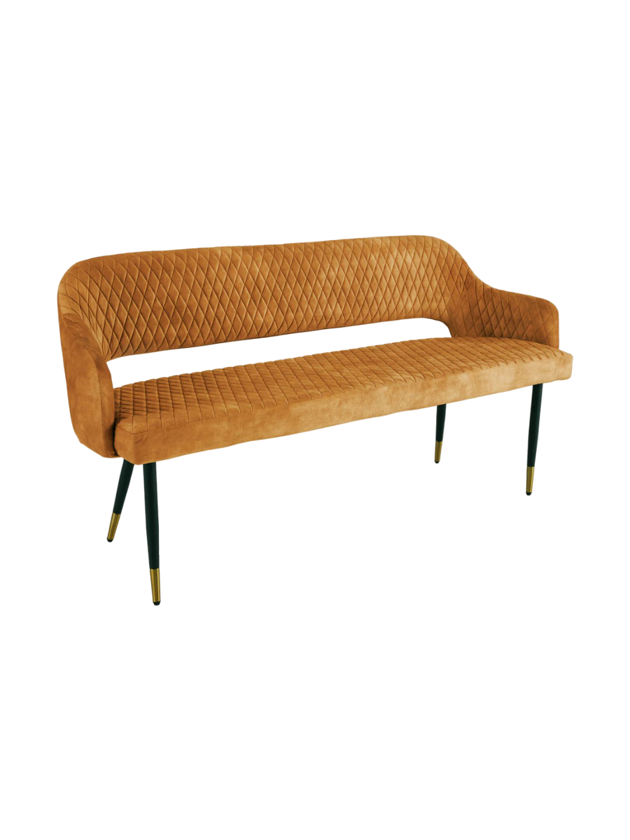 
Banc design « Paris » avec accoudoirs - Velours Jaune Moutarde