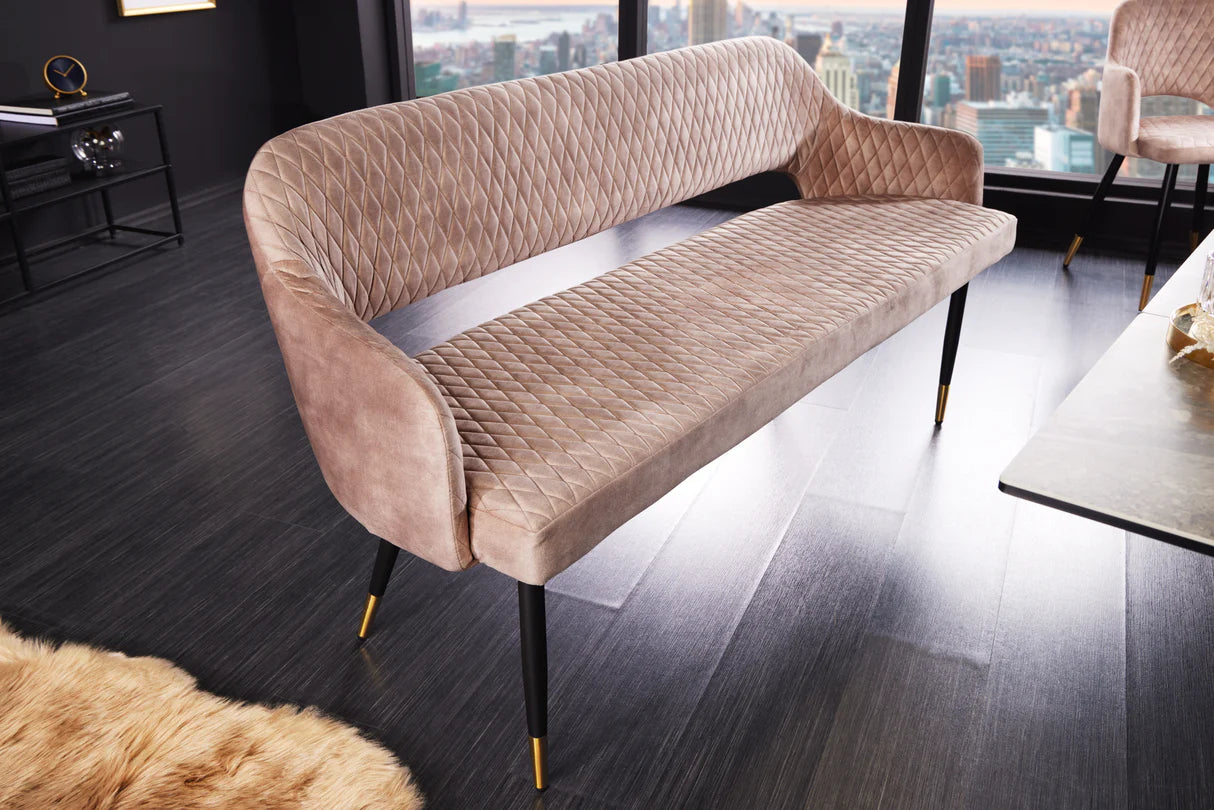 
Banc design « Paris » avec accoudoirs - Velours grège
