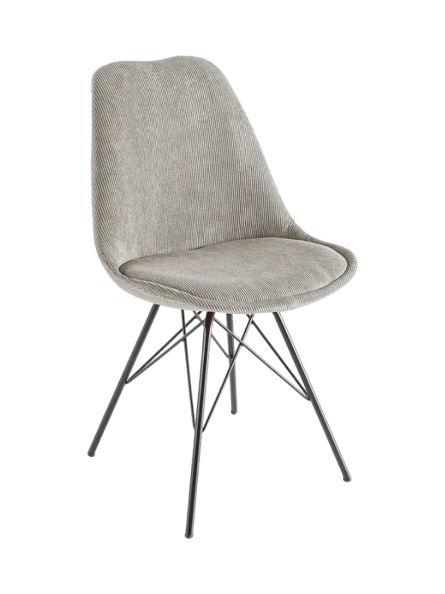 
"Scandinavia" Designer Dining Chair - Corduroy cover Grey/ Black