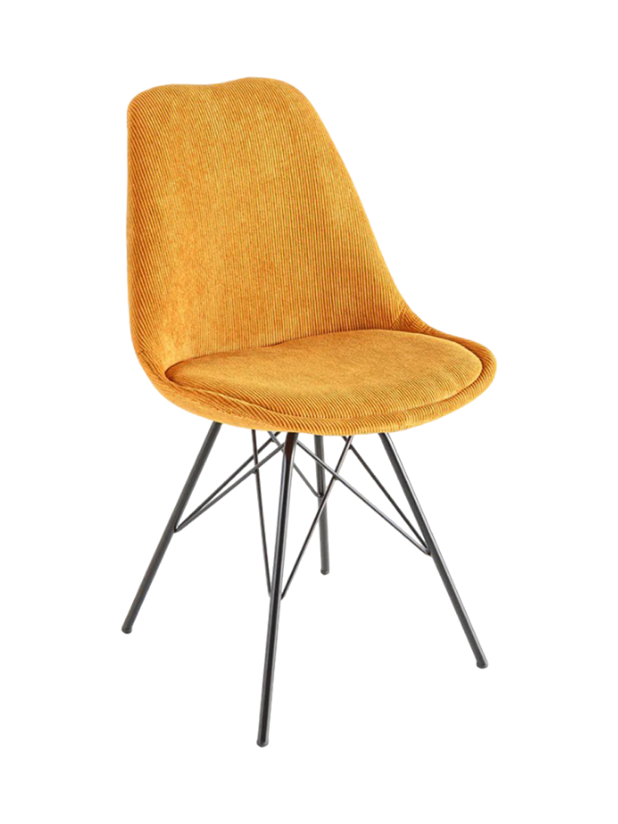 
"Scandinavia" Designer Dining Chair - Cord Upholstery Yellow/Black