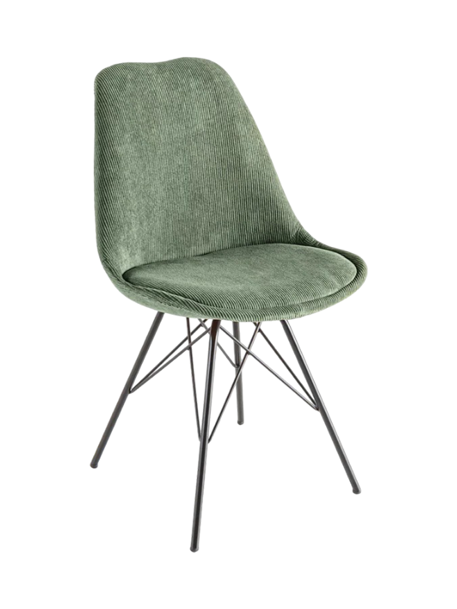 
"Scandinavia" Designer Dining Chair - Corduroy cover Green/Black