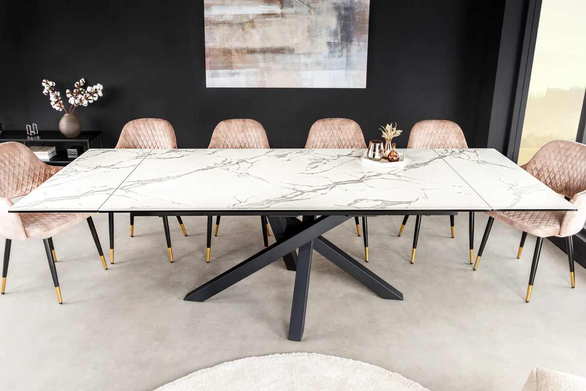
Tavolo da pranzo di design allungabile “Marvin” in ceramica 180-260 x 90 cm - Effetto marmo Bianco