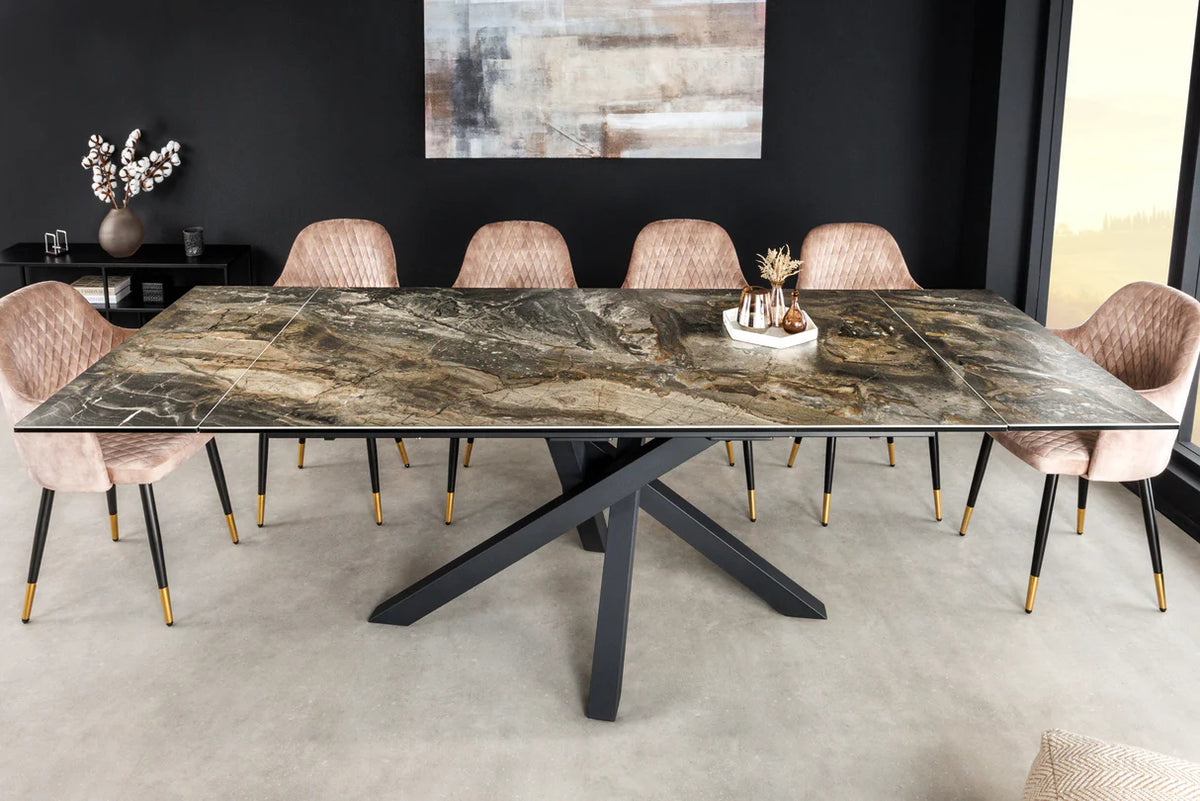 
Tavolo da pranzo di design allungabile “Marvin” in ceramica 180-260 x 90 cm - Effetto marmo tortora