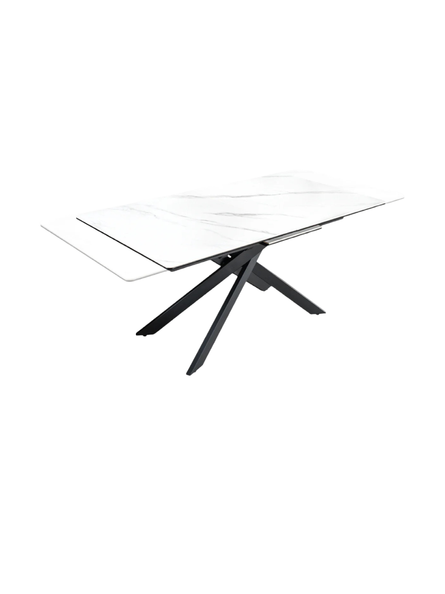 
Tavolo da pranzo allungabile di design „Alpino“ in ceramica 160-200 x 90 cm - effetto marmo bianco