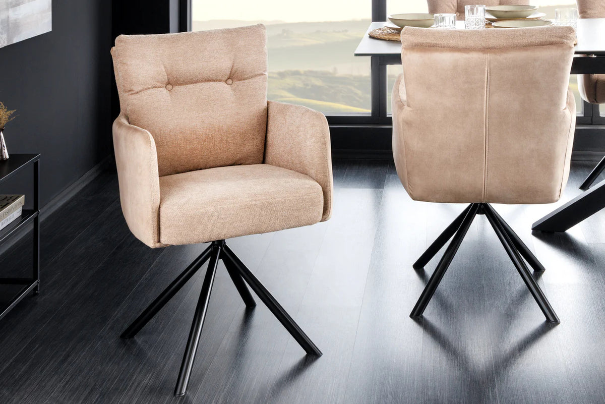 
Sedia con braccioli girevole a 360° «Big Nevis» - Tessuto piatto/Velluto Beige