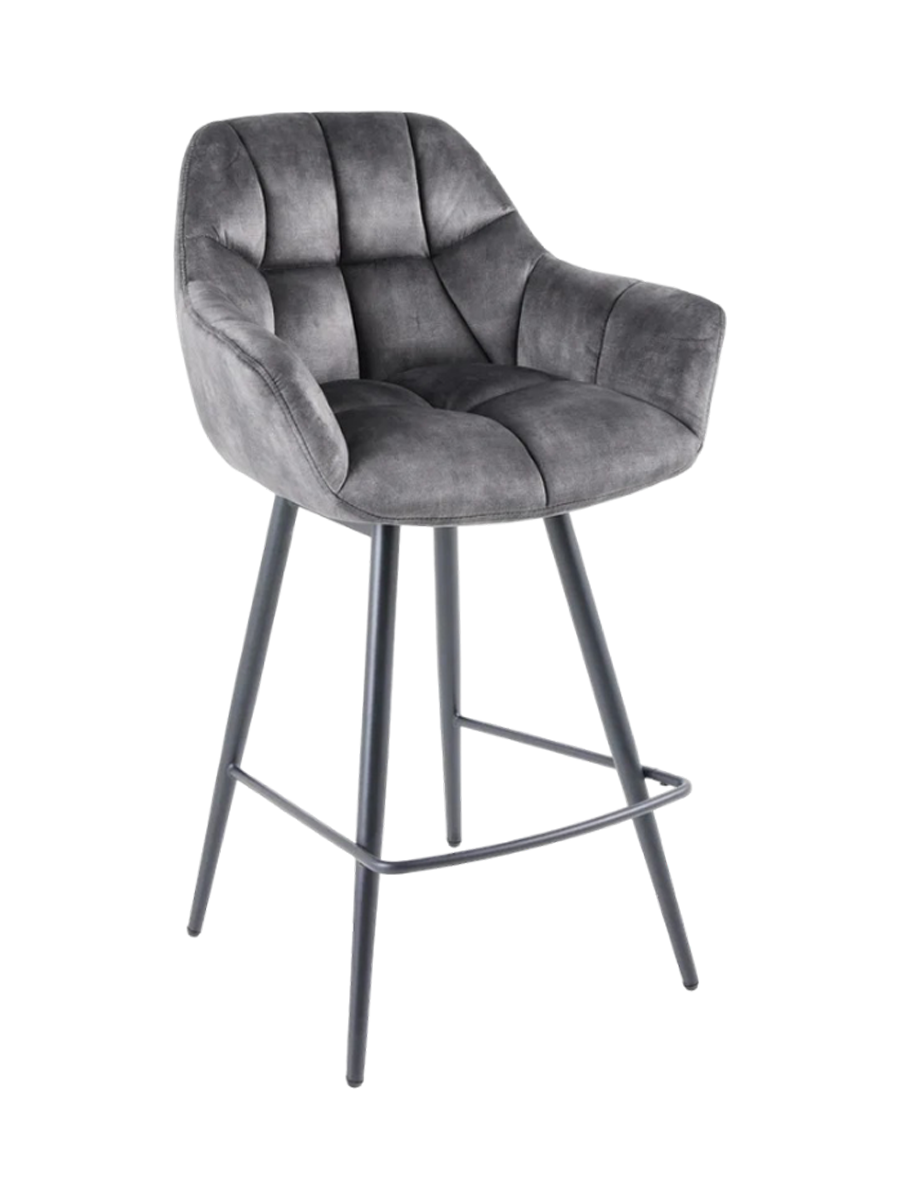 
Drehbarer Design Barstuhl „Papillon“ - Grau Samt