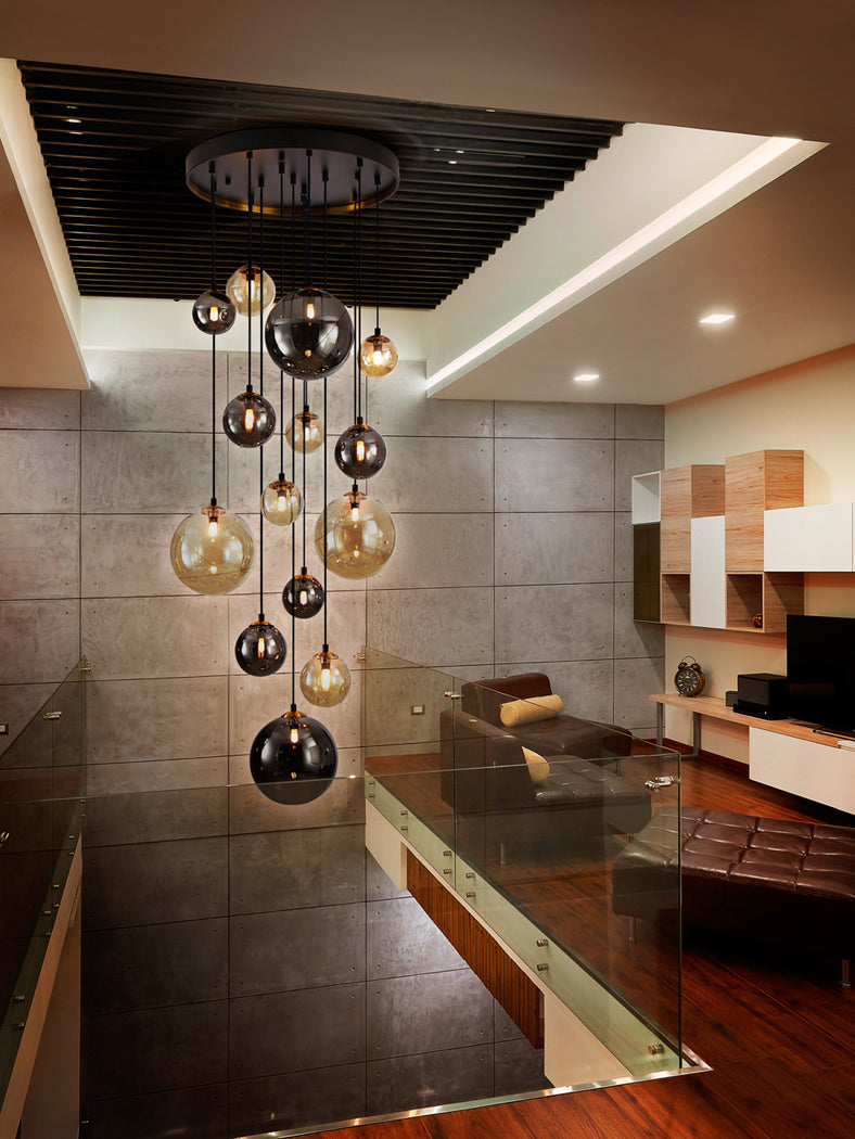 
Lampada a sospensione e da galleria di design a LED «Dark» a 14 luci