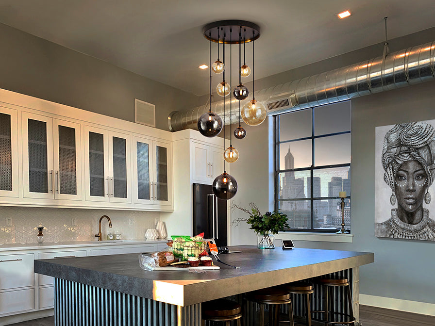 
LED Design Pendellampe „Dark“ 9-flammig
