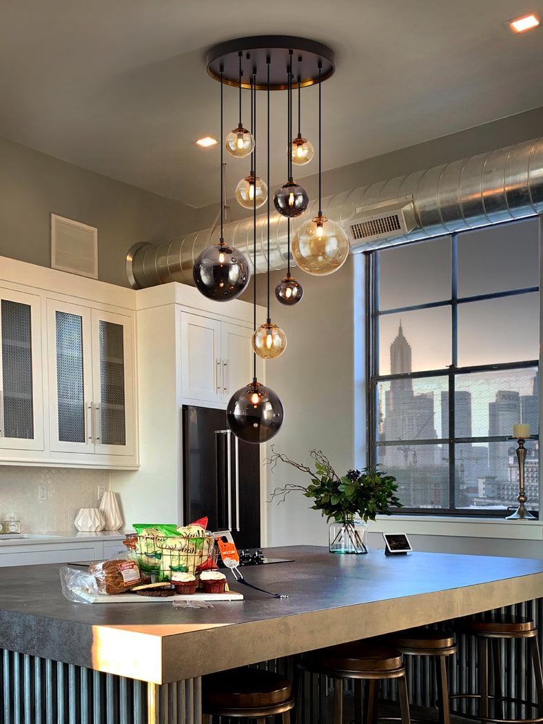 
LED Design Pendellampe „Dark“ 9-flammig
