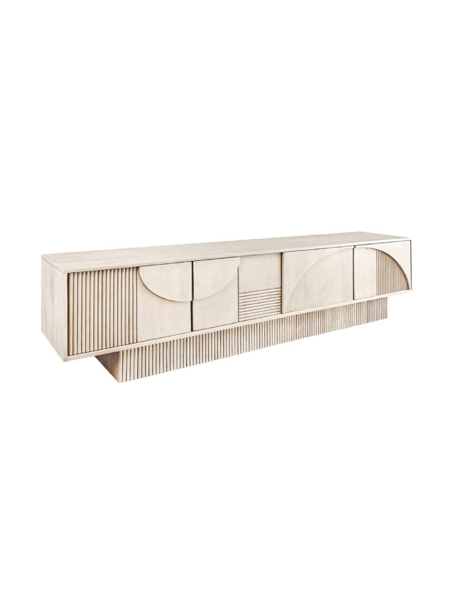 
Grosses, massives Design Lowboard „Art Deco“ - Natural Whitewash