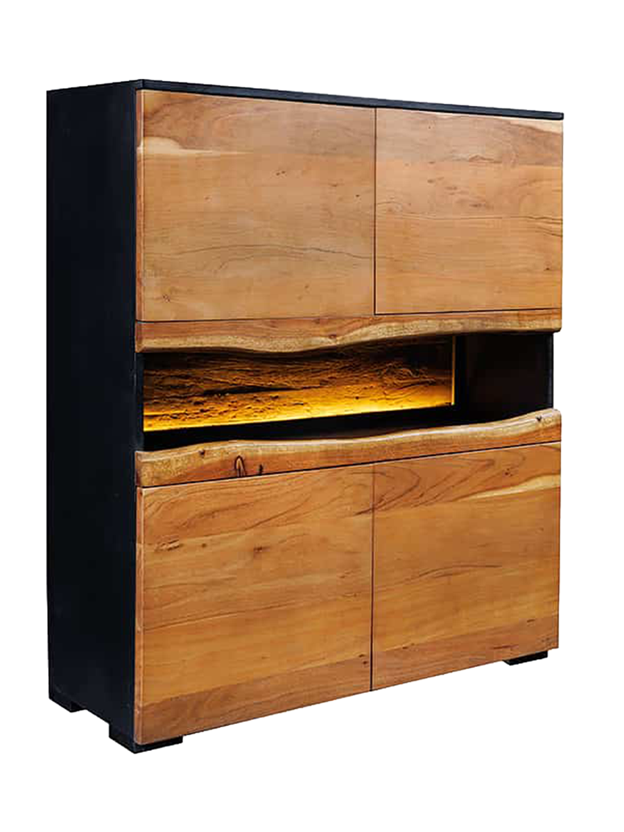 
Design Highboard „Grand Acacia“ mit LED-Beleuchtung