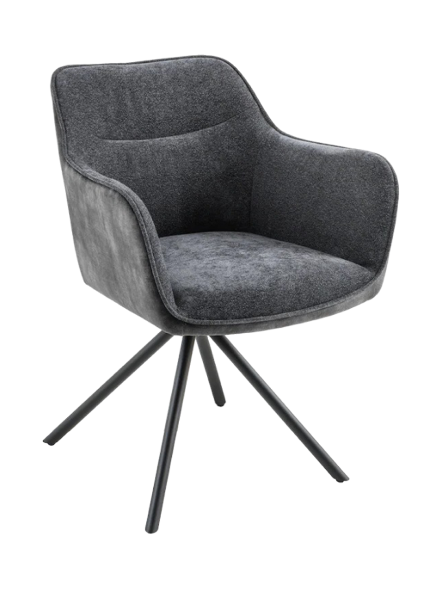 
Swivel Armchair "Valencia" - Structured Fabric/Velvet Dark Grey