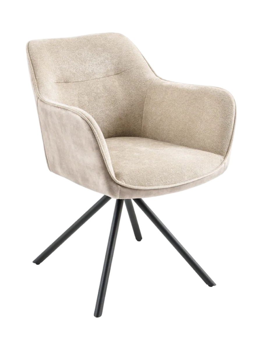 
Swivel Armchair "Valencia" - Structured Fabric/Velvet Beige
