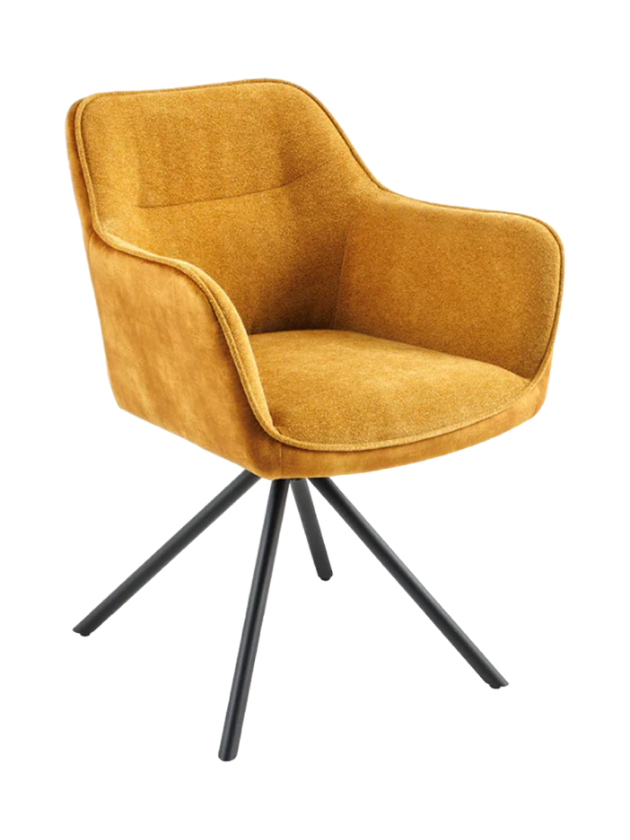 
Swivel Armchair "Valencia" - Structured Fabric/Velvet Mustard Yellow