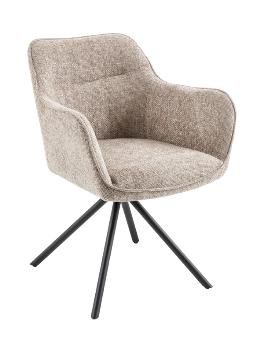 
Swivel Armchair "Valencia" - Structured Fabric Beige