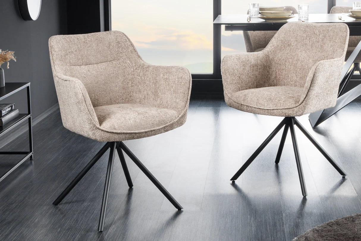 
Swivel Armchair "Valencia" - Structured Fabric Beige