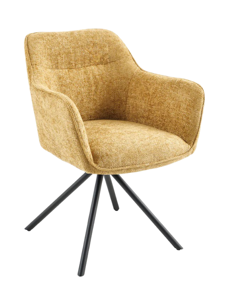 
Swivel Armchair "Valencia" - Textured Fabric Yellow